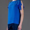 Stella Mccartney Slit Sleeve Top in Blue - Lyst