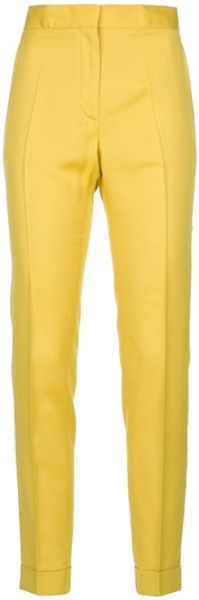 Stella Mccartney High Waist Trouser in Yellow - Lyst