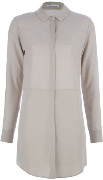 T By Alexander Wang Long Shirt in Gray (nude) - Lyst