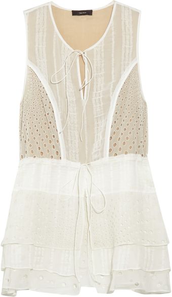 Vera Wang Eyelet Silkvoile Top - Lyst