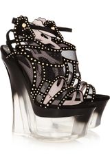 Versace Studded Suede and Mesh Platform Sandals