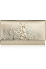 Yves Saint Laurent Belle Du Jour Metallic Texturedleather Clutch