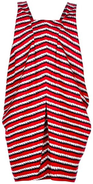 Yves Saint Laurent Striped Dress in Red - Lyst
