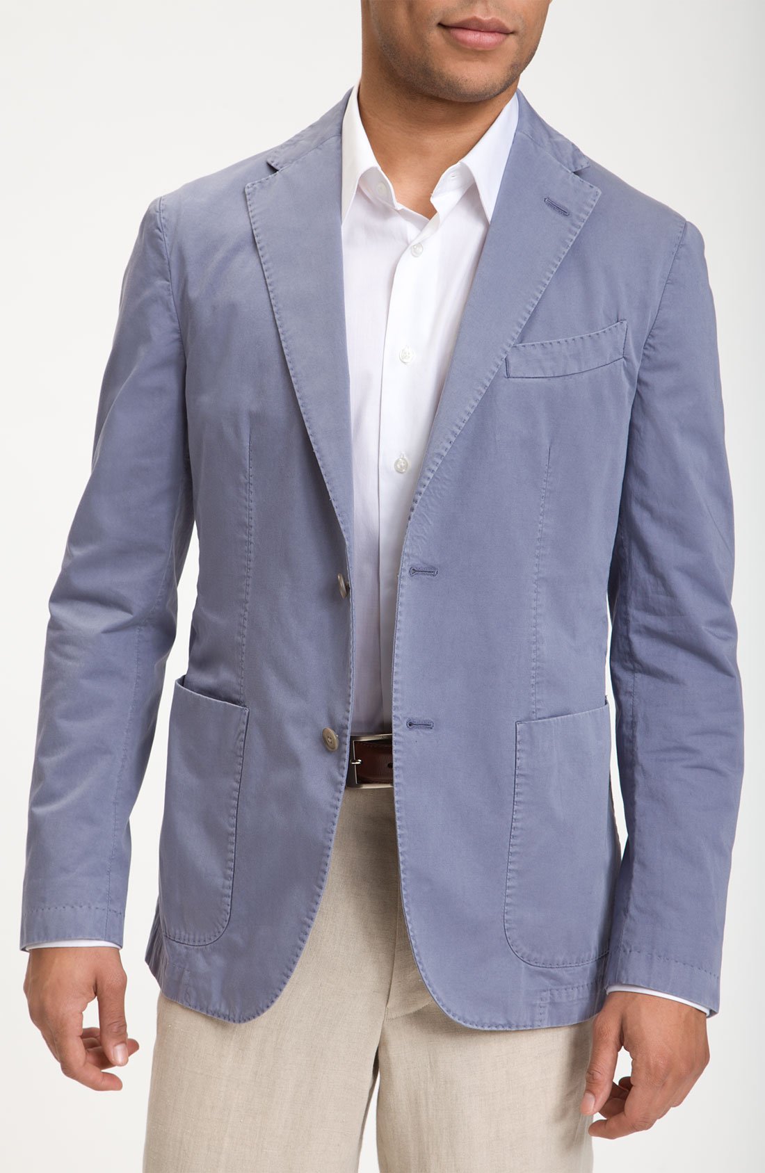 Canali Washed Cotton Linen Blazer in Blue for Men Lyst