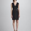 Catherine Malandrino Pleated Vneck Dress in Black (noir) - Lyst