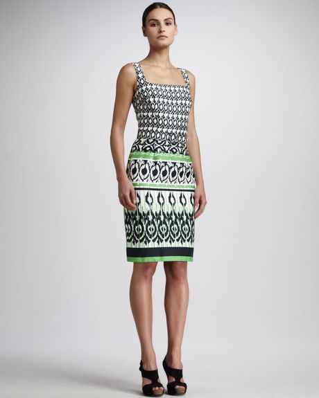 David Meister Square Neck Printed Dress in Multicolor (multi) - Lyst