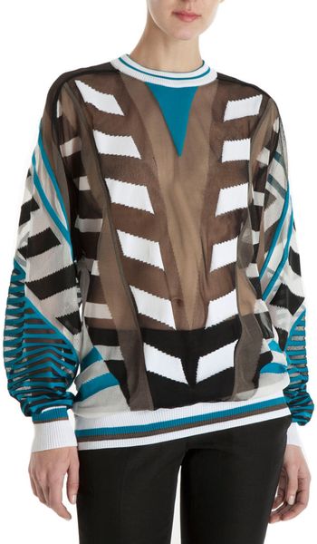 Alexander Wang Sheer Mix Sweatshirt in Brown (black) - Lyst
