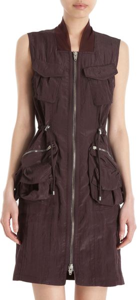 Alexander Wang Sleeveless Utility Dress in Brown (burgundy) - Lyst