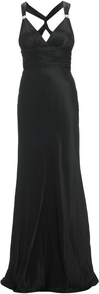 Anoushka G Satin Twist Back Diamante Long Dress - Lyst