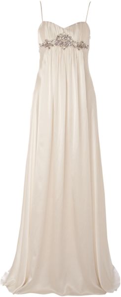 Anoushka G Barbara Satin Empire Line Dress in White (ivory) - Lyst