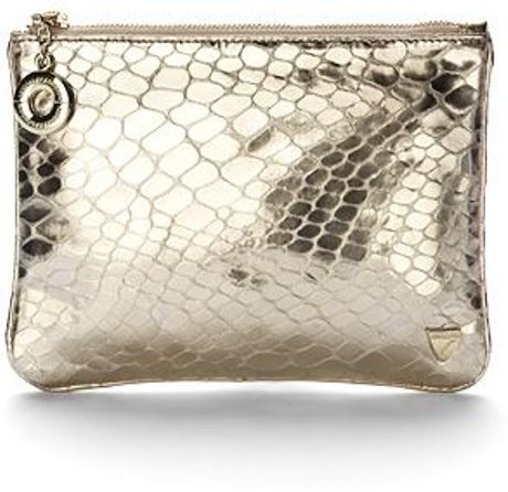 Aspinal Large Flat Cosmetic Pouch in Gold - Lyst