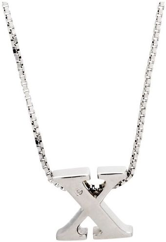  Letter X Sterling Silver Diamond Pendant 