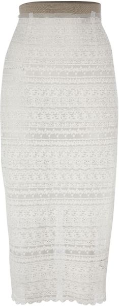 Bolongaro Trevor Lace Tube Skirt in White (off white) - Lyst