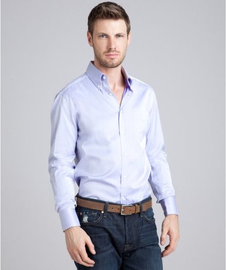 Brunello Cucinelli Lavender Cotton Button Down Shirt in Purple for Men (lavender) - Lyst