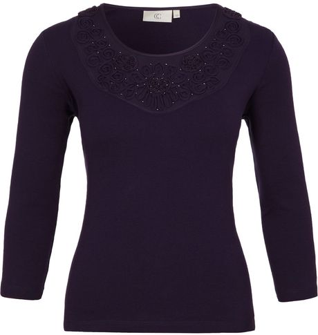 Cc Cornelli Trim Jersey Top in Purple (grape) - Lyst
