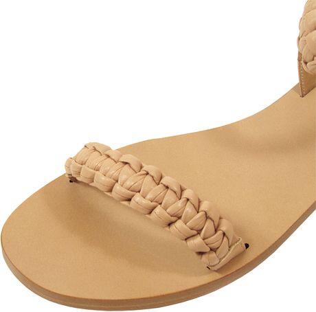 brown braided flat sandals