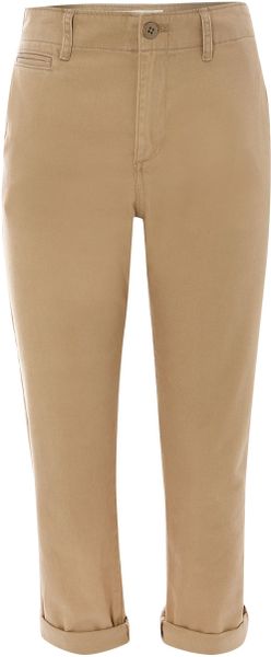 Denim And Supply Ralph Lauren Crop Turn Up Chino Trousers in Brown (tan) - Lyst
