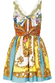D&G Printed Silk Twill Mini Dress - Lyst