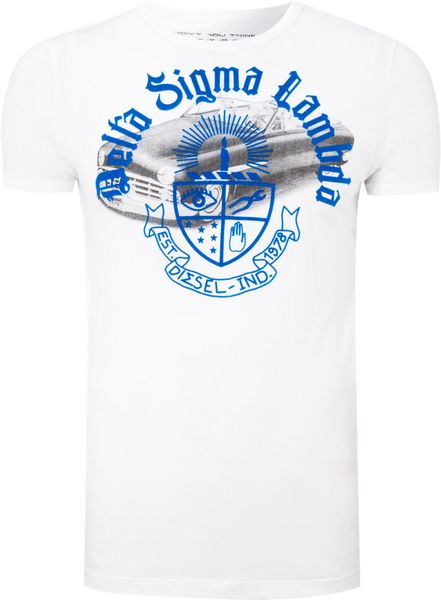 Diesel Mens Printed Tshirt in White for Men - Lyst