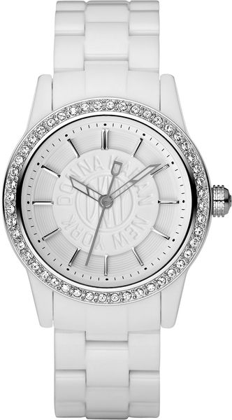 Dkny Round Dial Bracelet Watch in White - Lyst
