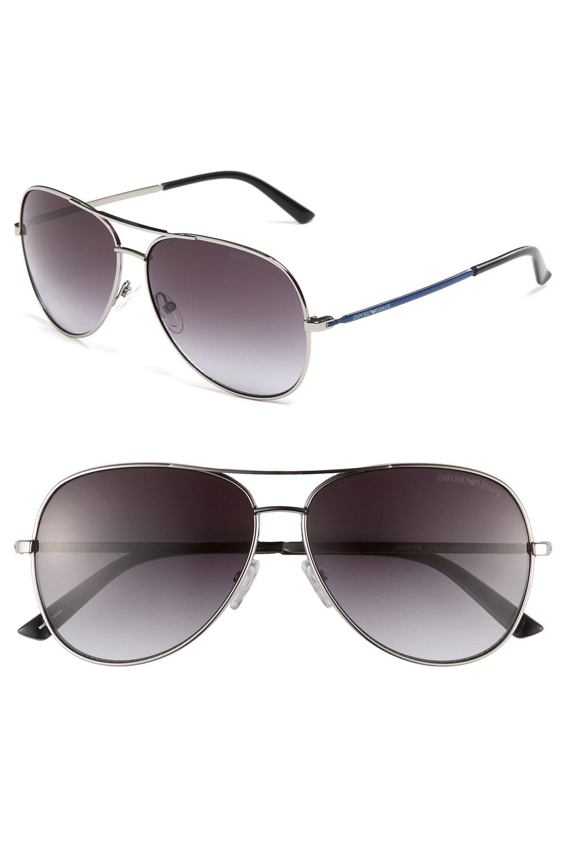 Emporio Armani Metal Aviator Sunglasses in Gray for Men (grey) Lyst