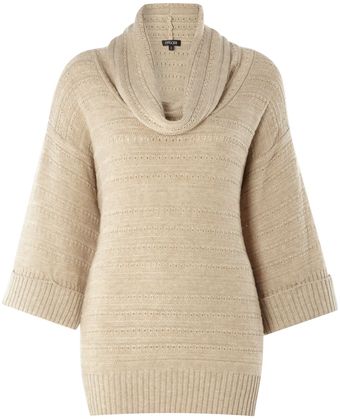 Episode Cowl Neck Knit with Short Sleeves - Lyst