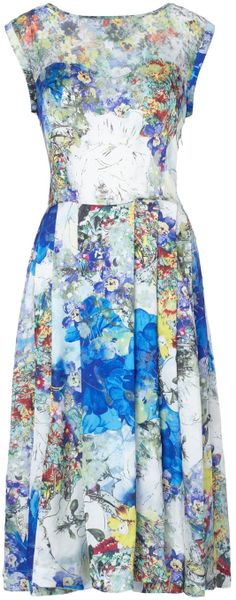 Full Circle Lotus 50s Full Midi Dress in Blue (multi-coloured) - Lyst
