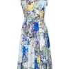 Full Circle Lotus 50s Full Midi Dress in Blue (multi-coloured) - Lyst