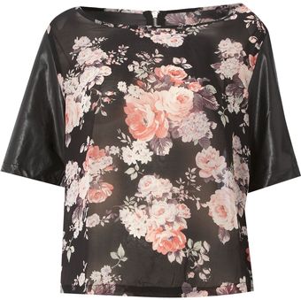 Glamorous Short Sleeve Floral Print Top - Lyst