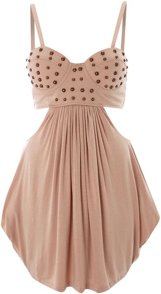 House Of Dereon Cut Out Stud Bustier Dress - Lyst