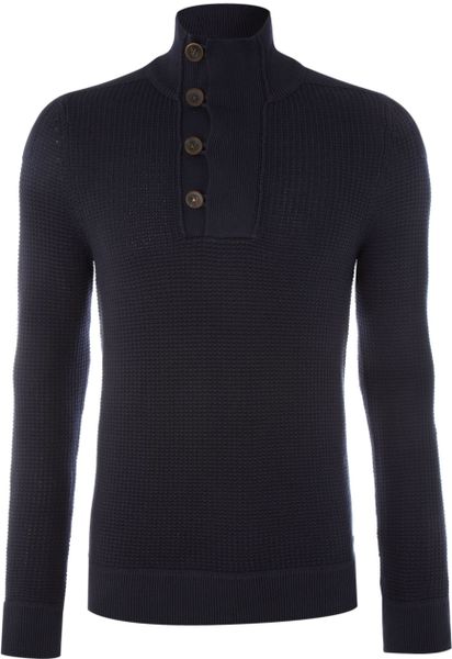 Hugo Boss Quater Neck Knitwear in Blue for Men (navy) - Lyst