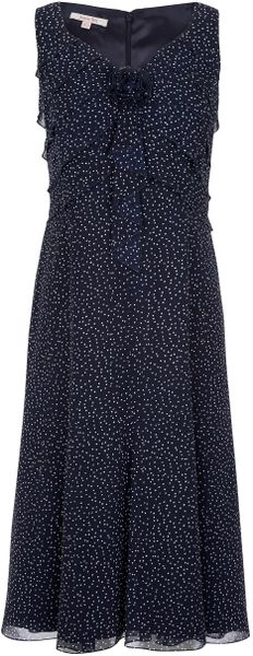 Jacques Vert Monique Spot Chiffon Dress in Blue (dark blue) - Lyst