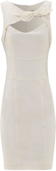 Jane Norman Bow Front Shift Dress in Beige (cream) - Lyst