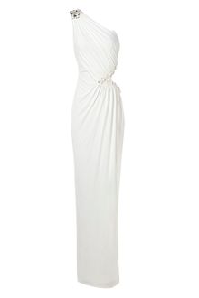 Jane Norman Cream Cut Out Maxi Dress - Lyst