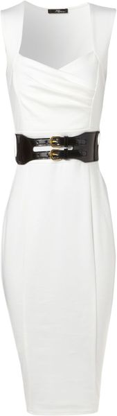 Jane Norman Cream Ponti Sleeveless Dress - Lyst