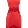 Karen Millen Heavy Cotton Lace Collection Dress in Red (coral) - Lyst