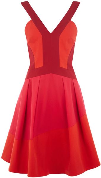 Karen Millen Colour Contrast Collection Dress in Red (pink) - Lyst