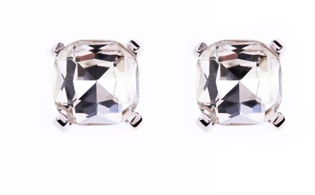 Karen Millen Karen Millen Diamante Eye Stud Earrings in Gray (silver) - Lyst