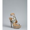 L.a.m.b. Taupe Leather Paillette Detail Keita Platform Sandals in Gold (taupe) - Lyst