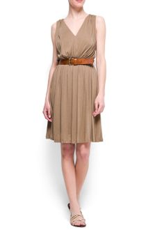 Mango Pleated Dress - Lyst