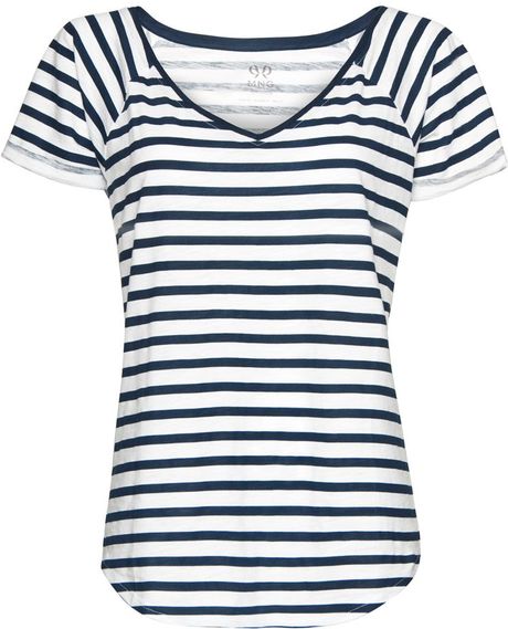Mango Cotton Striped Tshirt in Blue (navy) - Lyst