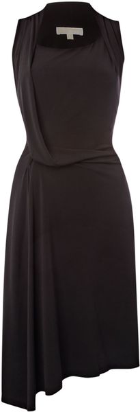 Michael By Michael Kors Draped Jersey Dress in Black - Lyst