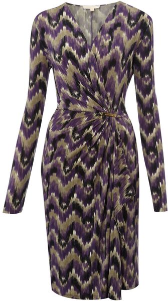 Michael By Michael Kors Sleeveless Printed Dress in Gray (iris) - Lyst