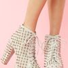 Nasty Gal Lita Spike Platform Boot Bone Suede in White (bone) - Lyst