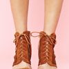Nasty Gal Rachel Cutout Bootie Camel Suede in Brown (camel) - Lyst