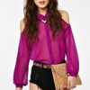 Nasty Gal Cutout Chiffon Blouse in Purple (fuchsia) - Lyst
