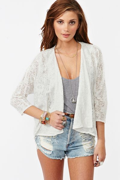 Nasty Gal Sofie Lace Jacket in Beige (ivory) - Lyst