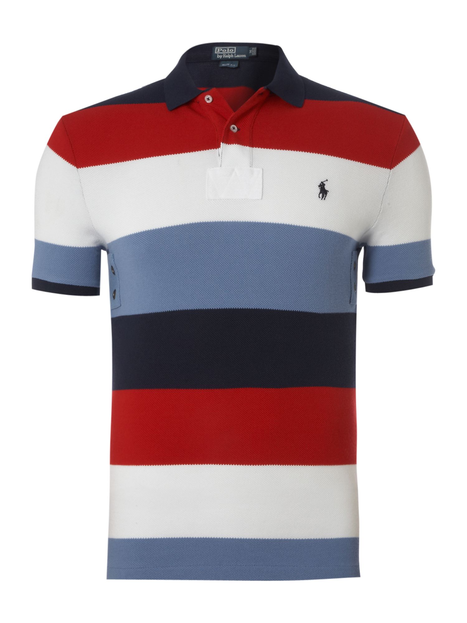 Polo Ralph Lauren Slim Fitted Bold Striped Polo Shirt In Blue For Men 
