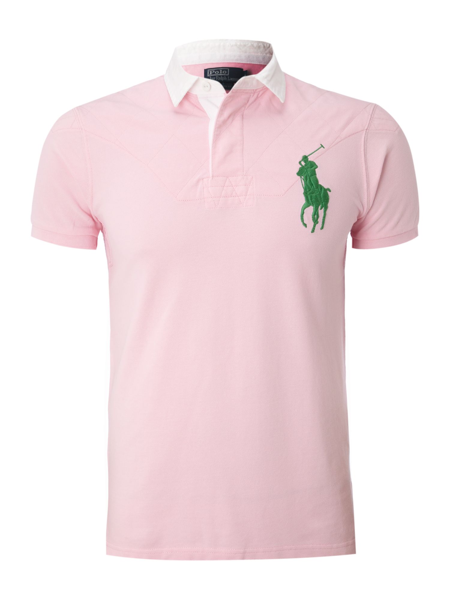 Polo Ralph Lauren Custom Fitted Rugby Big Pony Polo Shirt in Pink for