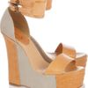 Red Valentino Leather and Canvas Wedge Sandals in Brown (camel) - Lyst